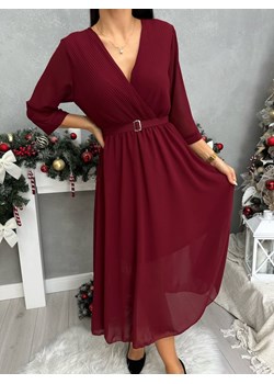 Ciemnoczerwona Sukienka z Paskiem ze sklepu ModnaKiecka.pl w kategorii Sukienki - zdjęcie 187539206