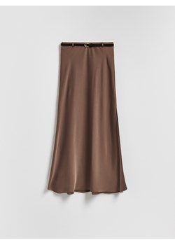 Reserved - Satynowa spódnica midi - brązowy ze sklepu Reserved w kategorii Spódnice - zdjęcie 187539819