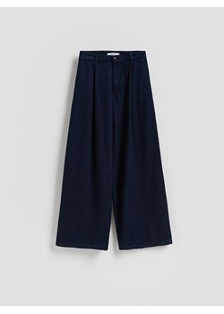 Reserved - Jeansy wide leg z zakładkami - granatowy ze sklepu Reserved w kategorii Jeansy damskie - zdjęcie 187539836