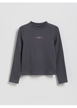 Reserved - Bawełniana bluzka z haftem - ciemnoszary ze sklepu Reserved w kategorii Bluzki dziewczęce - zdjęcie 187539975