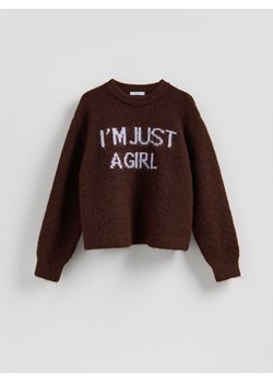 Reserved - Sweter z napisem - brązowy ze sklepu Reserved w kategorii Swetry damskie - zdjęcie 187540015