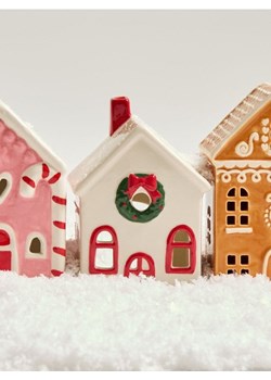 Sinsay - Świecznik z motywem zimowym w kształcie domku - biały ze sklepu Sinsay w kategorii Dekoracje bożonarodzeniowe - zdjęcie 187540647