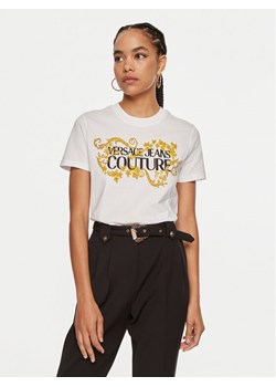 Versace Jeans Couture T-Shirt 77HAHE05 CJ00E Biały Regular Fit ze sklepu MODIVO w kategorii Bluzki damskie - zdjęcie 187540718