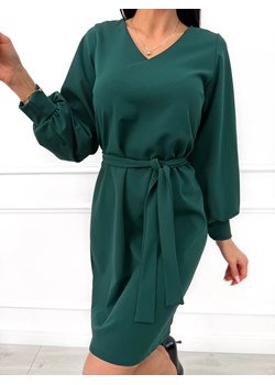 Zielona Sukienka z Dekoltem V ze sklepu ModnaKiecka.pl w kategorii Sukienki - zdjęcie 187540815