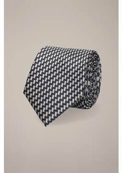 Krawat Granatowo-Beżowy Wzór Geometryczny ze sklepu Lancerto S.A. w kategorii Krawaty - zdjęcie 187541045