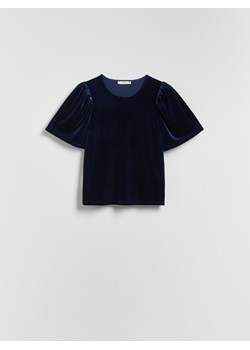 Reserved - Bluzka z bufiastymi rękawami - granatowy ze sklepu Reserved w kategorii Bluzki damskie - zdjęcie 187541177