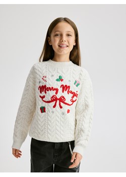 Reserved - Świąteczny sweter - złamana biel ze sklepu Reserved w kategorii Swetry dziewczęce - zdjęcie 187541256