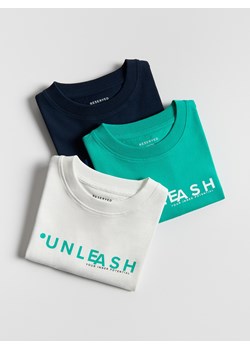 Reserved - Bawełniany t-shirt 3 pack - złamana biel ze sklepu Reserved w kategorii T-shirty chłopięce - zdjęcie 187541586