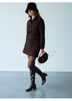 Mohito - Czekoladowa spódnica mini - ciemnobrązowy ze sklepu Mohito w kategorii Spódnice - zdjęcie 187543648