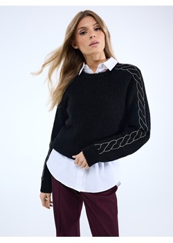 Mohito - Czarny sweter z wełną alpaki - czarny ze sklepu Mohito w kategorii Swetry damskie - zdjęcie 187543739