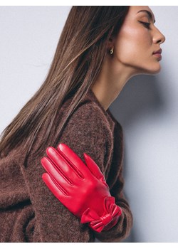 Mohito - Skórzane czerwone rękawiczki - czerwony ze sklepu Mohito w kategorii Rękawiczki damskie - zdjęcie 187543896