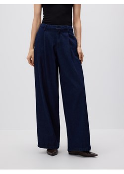 Reserved - Jeansy wide leg z zakładkami - granatowy ze sklepu Reserved w kategorii Jeansy damskie - zdjęcie 187543966