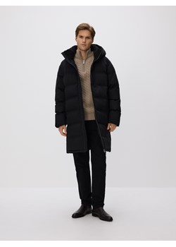Reserved - Długa pikowana kurtka z kapturem - czarny ze sklepu Reserved w kategorii Płaszcze męskie - zdjęcie 187544067