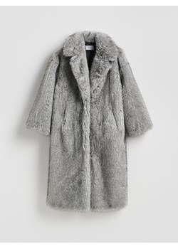 Reserved - Płaszcz z imitacji futra - jasnoszary ze sklepu Reserved w kategorii Futra damskie - zdjęcie 187544165