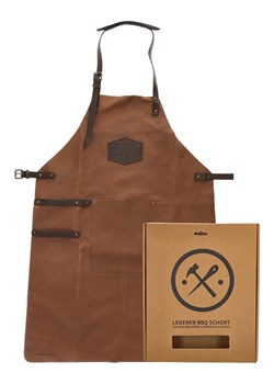 HIDE &amp; STITCHES Skórzany fartuch w kolorze jasnobrązowym do grillowania - 63 x 85 x 0,50 cm ze sklepu Limango Polska w kategorii Akcesoria kuchenne - zdjęcie 187546195