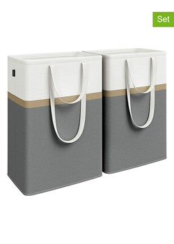 Songmics Kosze (2 szt.) w kolorze ciemnoszaro-białym na pranie - 40 x 65 x 30 cm ze sklepu Limango Polska w kategorii Akcesoria łazienkowe - zdjęcie 187546767