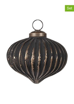 Clayre &amp; Eef Bombki (2 szt.) w kolorze złoto-czarnym - Ø 8 cm ze sklepu Limango Polska w kategorii Dekoracje bożonarodzeniowe - zdjęcie 187547185