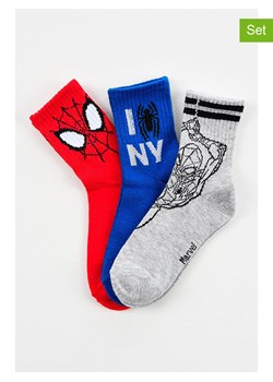 Spiderman Skarpety (3 pary) &quot;Spider-Man&quot; w kolorze czerwonym, granatowym i szarym ze sklepu Limango Polska w kategorii Skarpetki dziecięce - zdjęcie 187548615