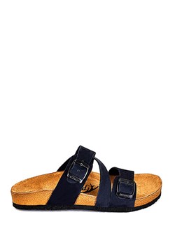 Moosefield Skórzane klapki w kolorze granatowym ze sklepu Limango Polska w kategorii Klapki damskie - zdjęcie 187548777