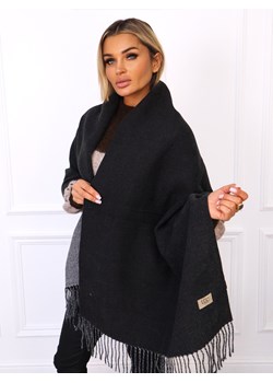 KLASYCZNY SZAL Z FRĘDZLAMI I NASZYWKĄ- CZARNY ze sklepu olika.com.pl w kategorii Szaliki i chusty damskie - zdjęcie 187548948