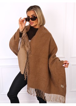 KLASYCZNY SZAL Z FRĘDZLAMI I NASZYWKĄ- BRĄZOWY ze sklepu olika.com.pl w kategorii Szaliki i chusty damskie - zdjęcie 187548975
