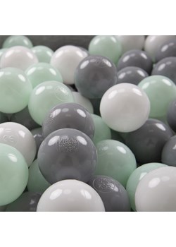 KiddyMoon Plastikowe piłeczki 6cm Zabawka zestaw kulek, biały-szary-mięta ze sklepu kontri.pl w kategorii Zabawki - zdjęcie 187549269