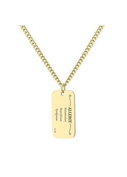 Męska złota blaszka na łańcuszku z grawerem o alergenach ze sklepu manoki.pl w kategorii Naszyjniki męskie - zdjęcie 187549327
