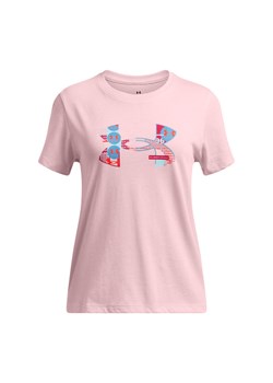 Dziewczęcy t-shirt z nadrukiem Under Armour UA Big Logo UA Fill SS - różowy ze sklepu Sportstylestory.com w kategorii Bluzki dziewczęce - zdjęcie 187549797