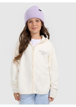 Dziewczęcy polar rozpinany z kapturem 4F 4FJRAW25TFLEF444 - biały ze sklepu Sportstylestory.com w kategorii Bluzy dziewczęce - zdjęcie 187549927