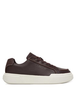 Calvin Klein Sneakersy Chunky Cupsole Lace Up Lth Pinch YM0YM01454 Bordowy ze sklepu MODIVO w kategorii Buty sportowe męskie - zdjęcie 187553745