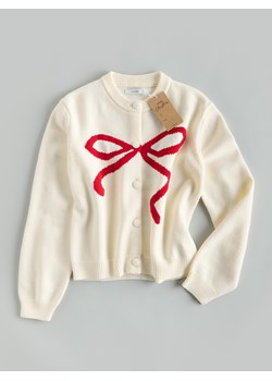 Reserved - Kardigan z kokardką - kremowy ze sklepu Reserved w kategorii Swetry damskie - zdjęcie 187554868