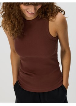 Reserved - Bawełniany top - brązowy ze sklepu Reserved w kategorii Bluzki damskie - zdjęcie 187554986