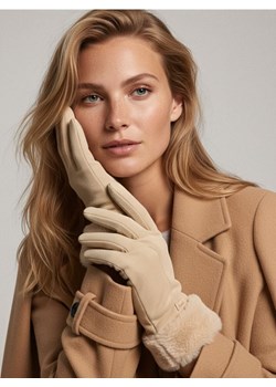 Sinsay - Rękawiczki z futerkiem sztucznym - beżowy ze sklepu Sinsay w kategorii Rękawiczki damskie - zdjęcie 187555677