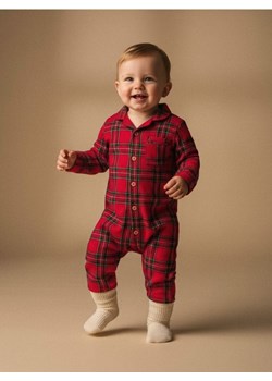 Sinsay - Bawełniany pajacyk w kratę - czerwony ze sklepu Sinsay w kategorii Piżamy dziecięce - zdjęcie 187555735