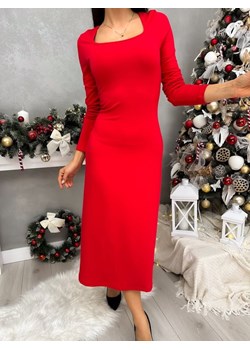 Czerwona Sukienka Midi ze sklepu ModnaKiecka.pl w kategorii Sukienki - zdjęcie 187556027