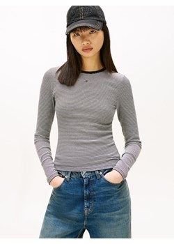 Tommy Jeans Damska koszulka z długim rękawem Kobiety Bawełna czarny w paski ze sklepu vangraaf w kategorii Bluzki damskie - zdjęcie 187557447