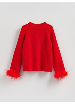 Reserved - Sweter z ozdobnym detalem - czerwony ze sklepu Reserved w kategorii Swetry damskie - zdjęcie 187557567