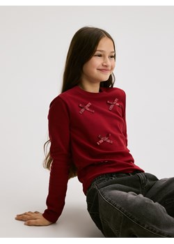 Reserved - Bawełniana bluzka z kokardami - bordowy ze sklepu Reserved w kategorii Bluzki dziewczęce - zdjęcie 187557618