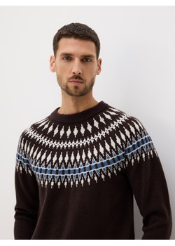 Reserved - Sweter z wełną - ciemnobrązowy ze sklepu Reserved w kategorii Swetry męskie - zdjęcie 187557668