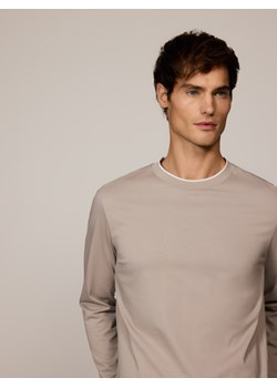 Reserved - Longsleeve regular z przeszyciami - brązowy ze sklepu Reserved w kategorii T-shirty męskie - zdjęcie 187557778