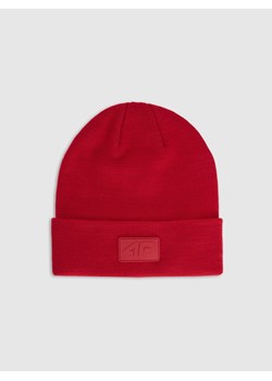 Czapka beanie uniseks 4F 4FRAW25ACAPU0809 - czerwona ze sklepu Sportstylestory.com w kategorii Czapki zimowe damskie - zdjęcie 187558276