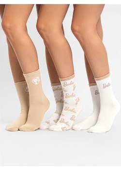 Sinsay - Prążkowane skarpetki 3 pack Barbie - kremowy ze sklepu Sinsay w kategorii Skarpetki damskie - zdjęcie 187559339