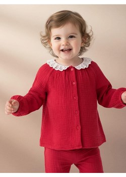 Sinsay - Bluzka koszulowa z haftowanym kołnierzykiem - czerwony ze sklepu Sinsay w kategorii Kaftaniki i bluzki - zdjęcie 187559349