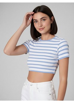 Sinsay - Prążkowany crop top w paski - niebieski ze sklepu Sinsay w kategorii Bluzki damskie - zdjęcie 187559429