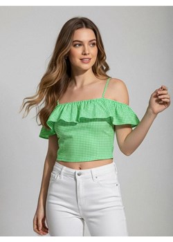 Sinsay - Top na ramiączkach z falbaną przy dekolcie - zielony ze sklepu Sinsay w kategorii Bluzki damskie - zdjęcie 187559477