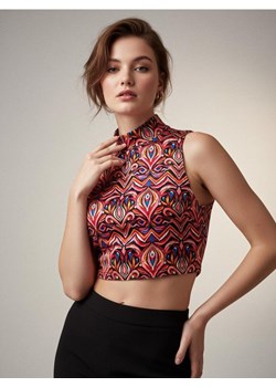 Sinsay - Bluzka typu crop z golfem i abstrakcyjnym wzorem - wielobarwny ze sklepu Sinsay w kategorii Bluzki damskie - zdjęcie 187559497
