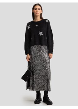 Sweter damski z dodatkiem wełny z aplikacją czarny Starlia 906 ze sklepu Big Star w kategorii Swetry damskie - zdjęcie 187561035