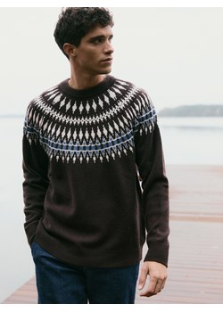Reserved - Sweter z wełną - ciemnobrązowy ze sklepu Reserved w kategorii Swetry męskie - zdjęcie 187561246