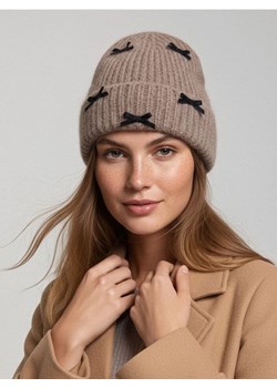 Sinsay - Czapka premium z alpaki z ozdobnymi kokardami - brązowy ze sklepu Sinsay w kategorii Czapki zimowe damskie - zdjęcie 187561686