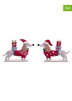 Villa d´Este Dekoracje (4 szt.) &quot;Natalotto&quot; w kolorze szaro-czerwonym ze sklepu Limango Polska w kategorii Dekoracje - zdjęcie 187562267